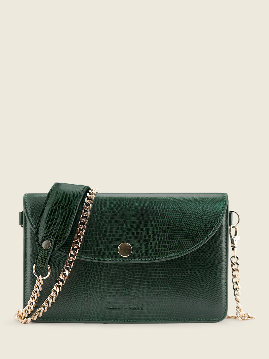 Green leather clutch bag store