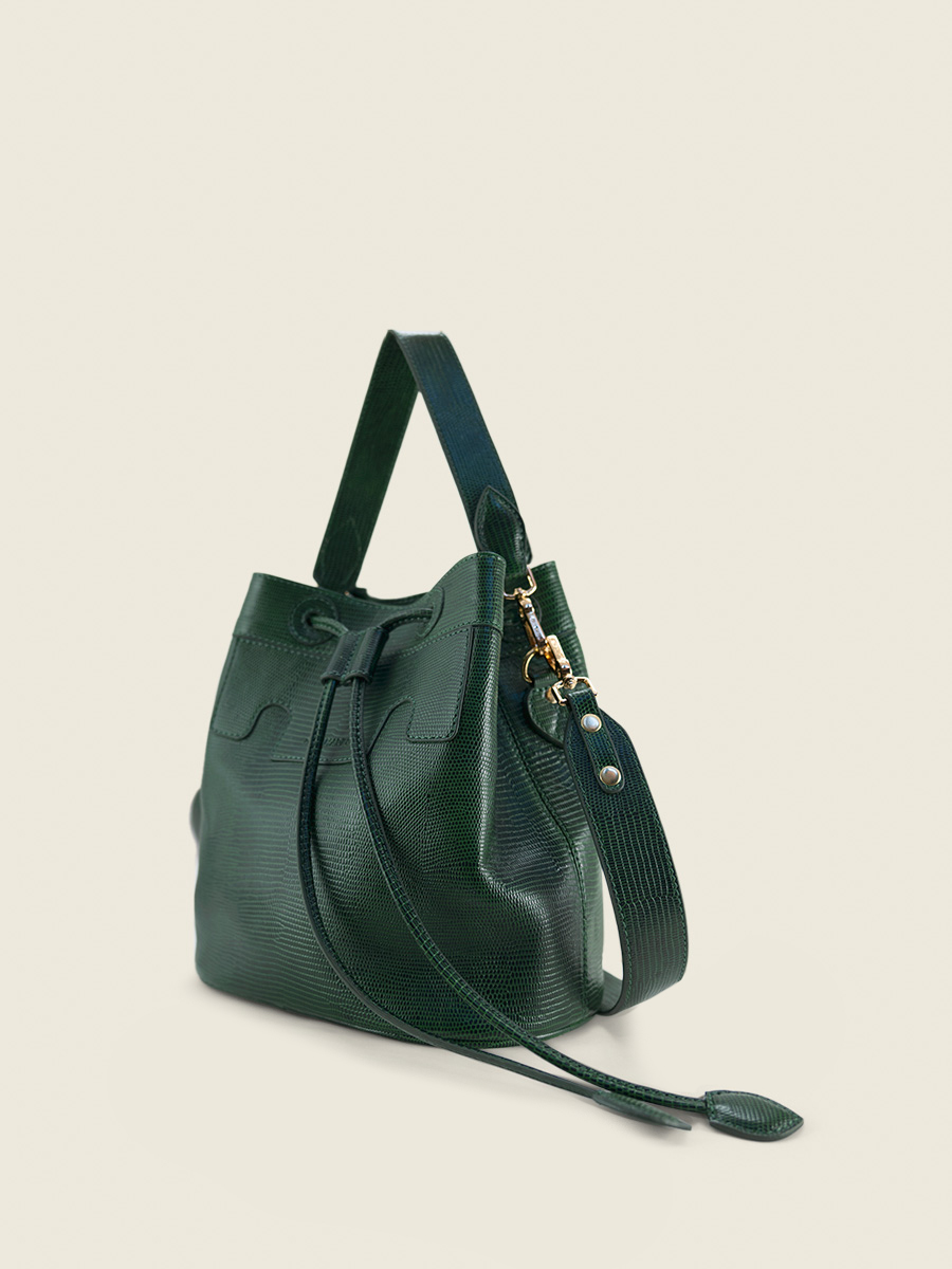 green-leather-bucket-bag-capucine-1960-paul-marius-side-view-picture-w39-l-dg