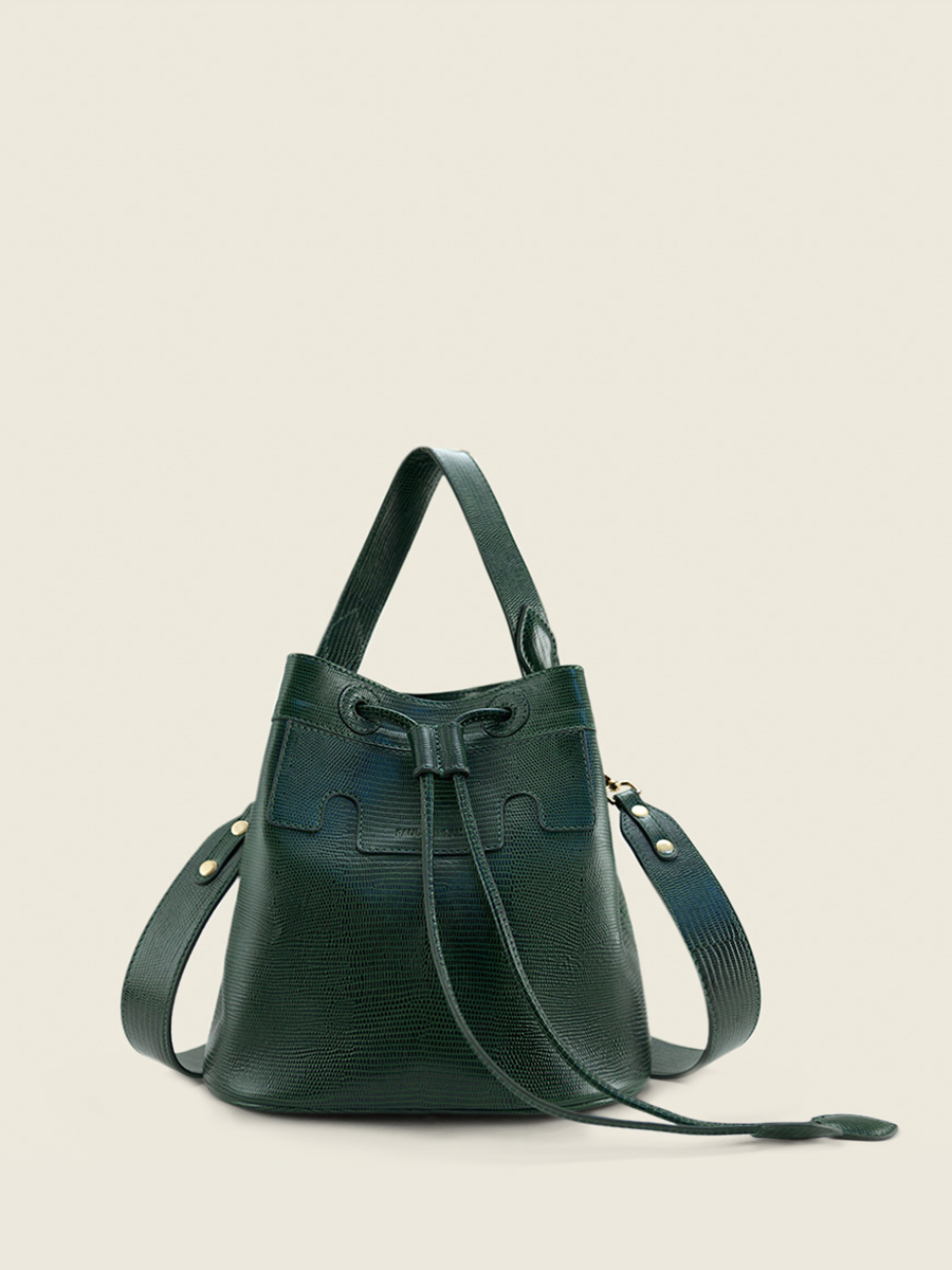 green-leather-bucket-bag-capucine-1960-paul-marius-front-view-picture-w39-l-dg