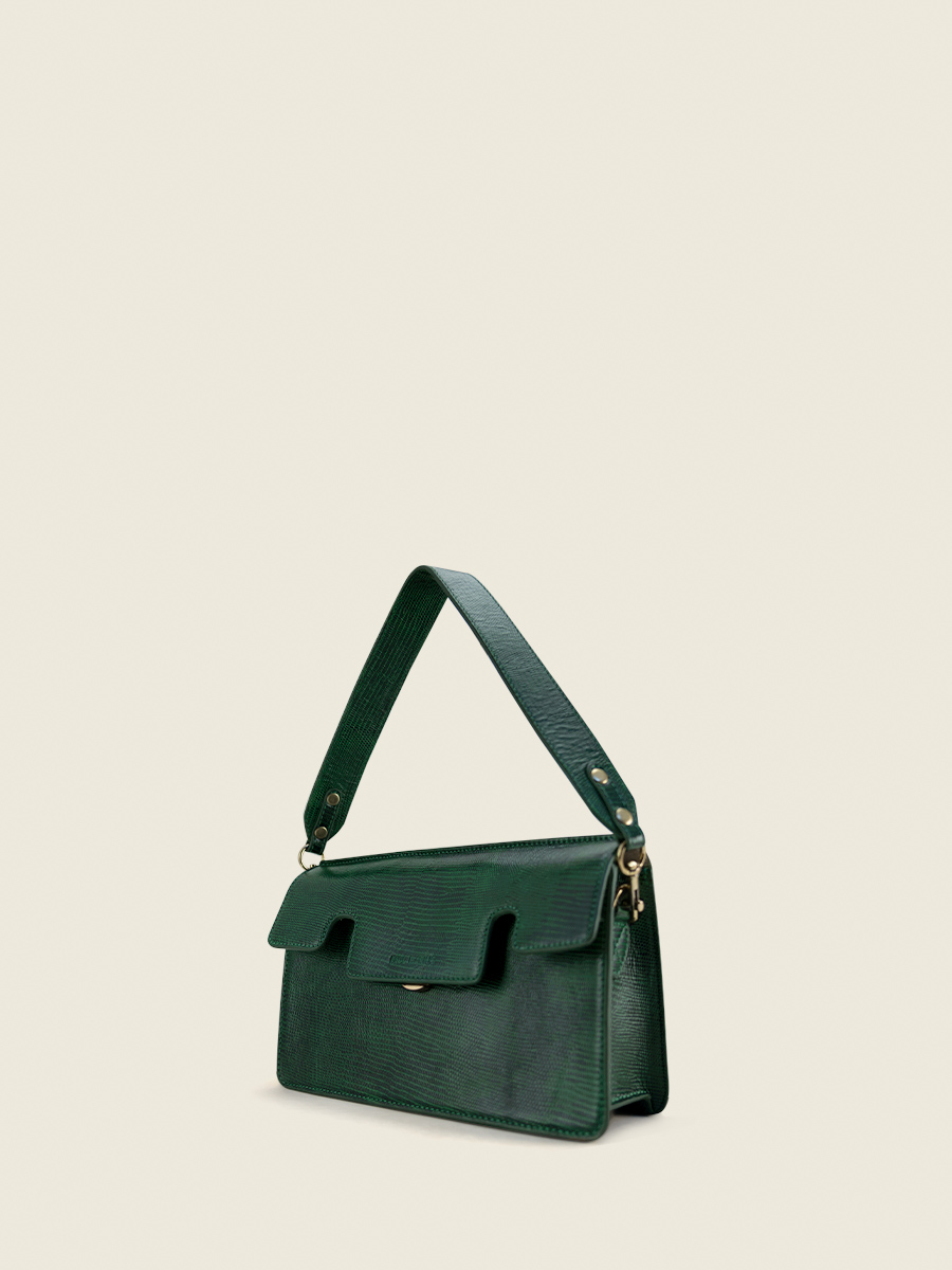 green-leather-baguette-bag-gabrielle-1960-paul-marius-side-view-picture-w42-l-dg