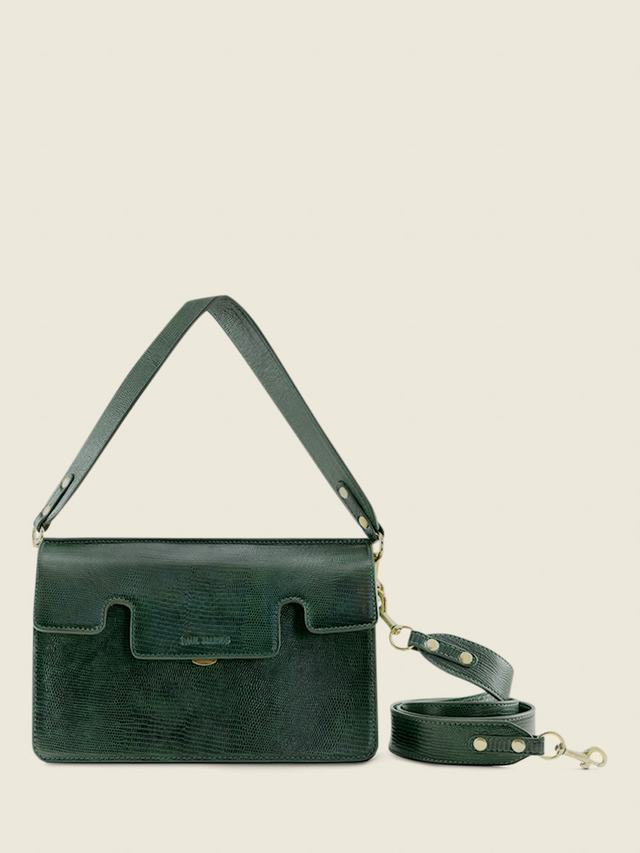 green-leather-baguette-bag-gabrielle-1960-paul-marius-front-view-picture-w42-l-dg