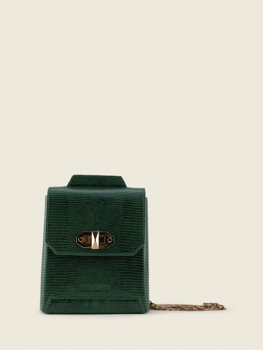 green-leather-phone-pouch-agathe-1960-paul-marius-front-view-picture-m70-l-dg
