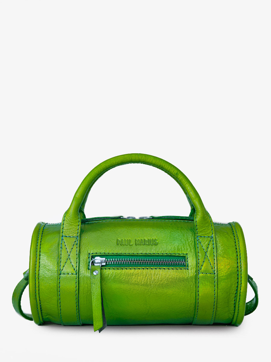 Small Green Metallic Leather Bowling Bag Women Charlie Absinthe PAUL MARIUS