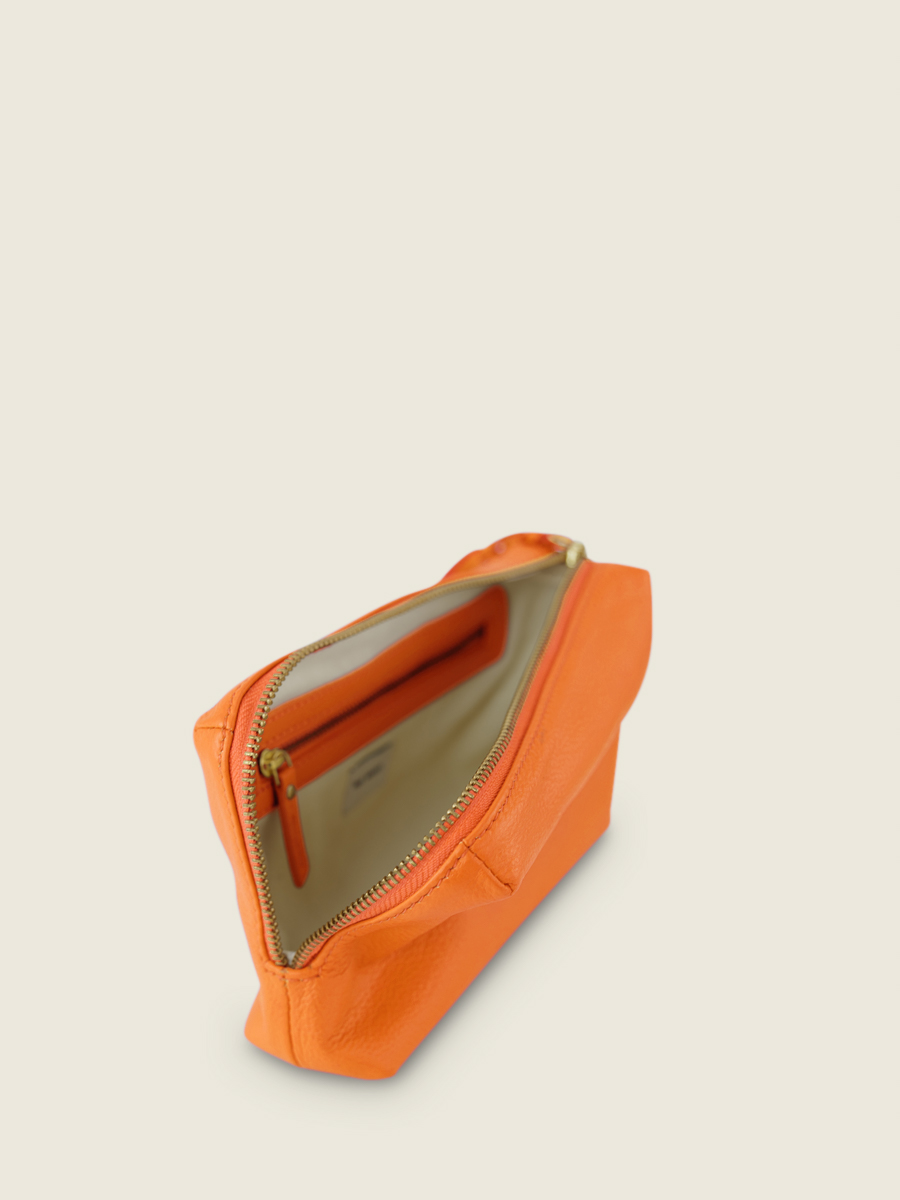 Orange Leather Makeup Bag for Women Ad le Sorbet Mango PAUL MARIUS