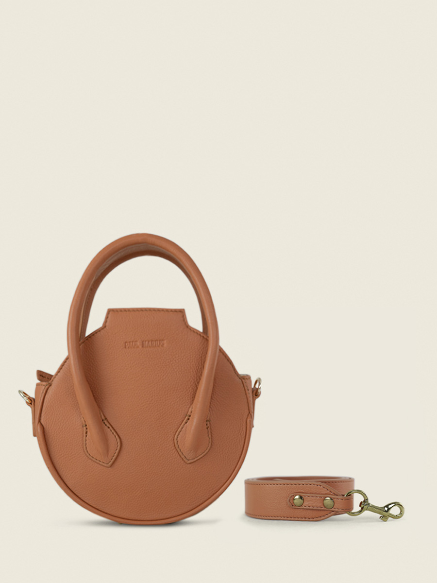 Brown Leather Handbag for Women Aline Art Deco Caramel PAUL MARIUS
