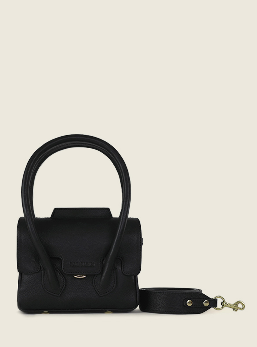 Mini Black Leather Handbag for Women Colette XS Art Deco Black PAUL MARIUS