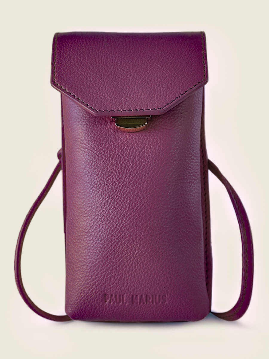 Purple Leather Phone Bag Eva Art Deco Zinzolin PAUL MARIUS