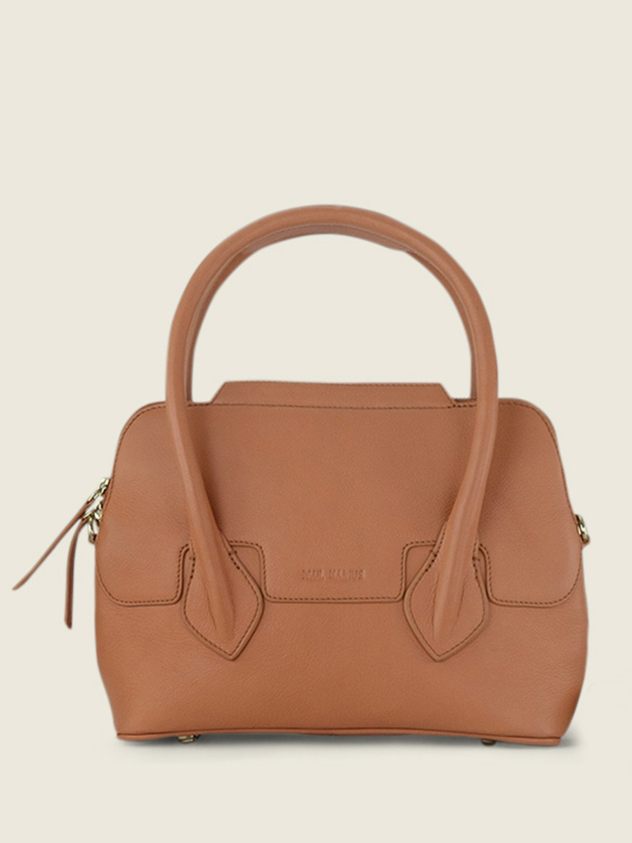 Brown Leather Handbag for Women Gis le S Art Deco Caramel PAUL MARIUS