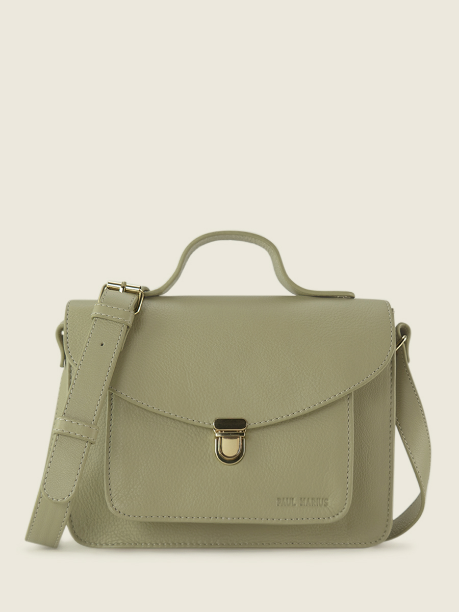 Green Leather Cross Body Bag for Women Mademoiselle George Art Deco Almond PAUL MARIUS