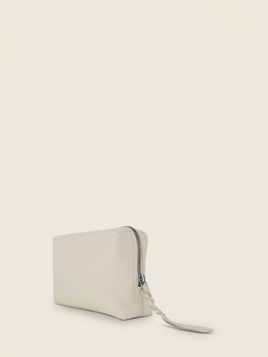 White Leather Makeup Bag - Adèle Pastel Chalk
