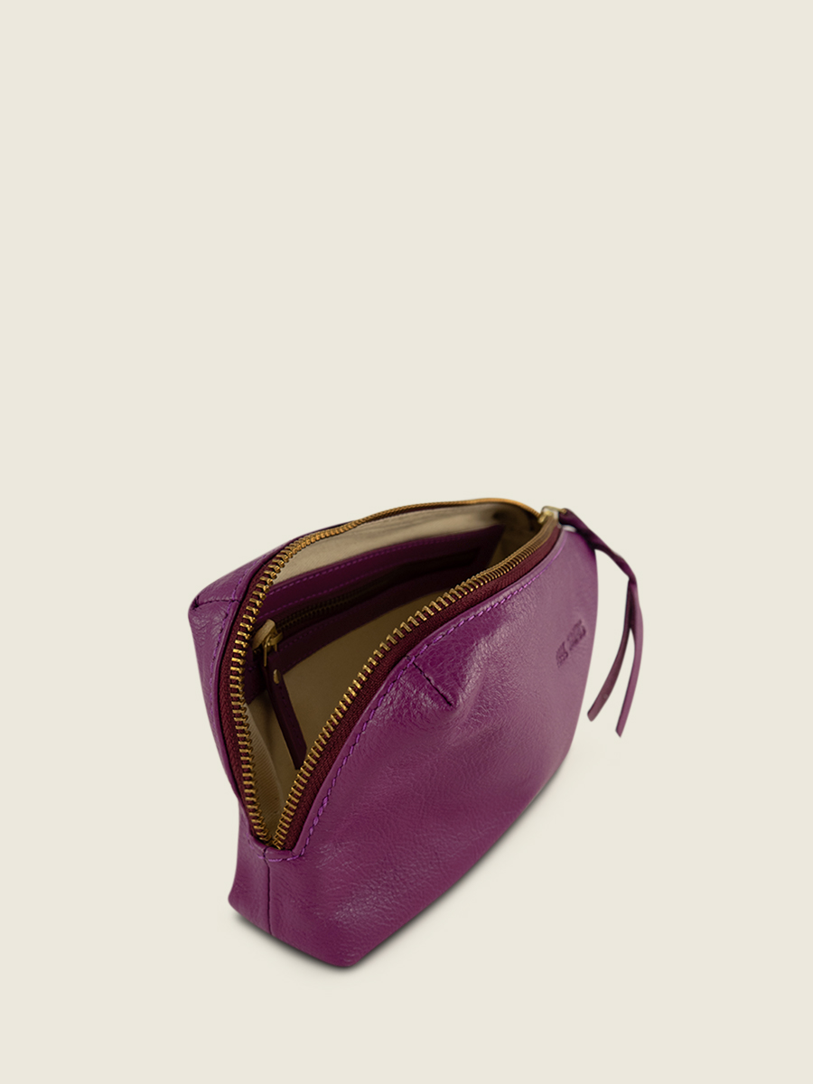 Purple Leather Makeup Bag Adele Art Deco Zinzolin PAUL MARIUS
