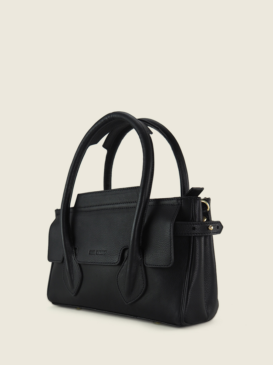 Black Leather Handbag for Women - Madeleine S Art Deco Black