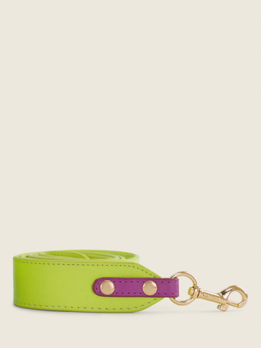 green-purple-leather-shoulder-strap-labandouliere-sorbet-apple-blackcurrant-paul-marius-front-view-picture-ss01-sb-lgr