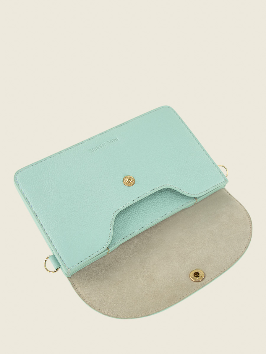 Blue Leather Clutch Bag for Women Bertille Azur Sky Blue PAUL MARIUS