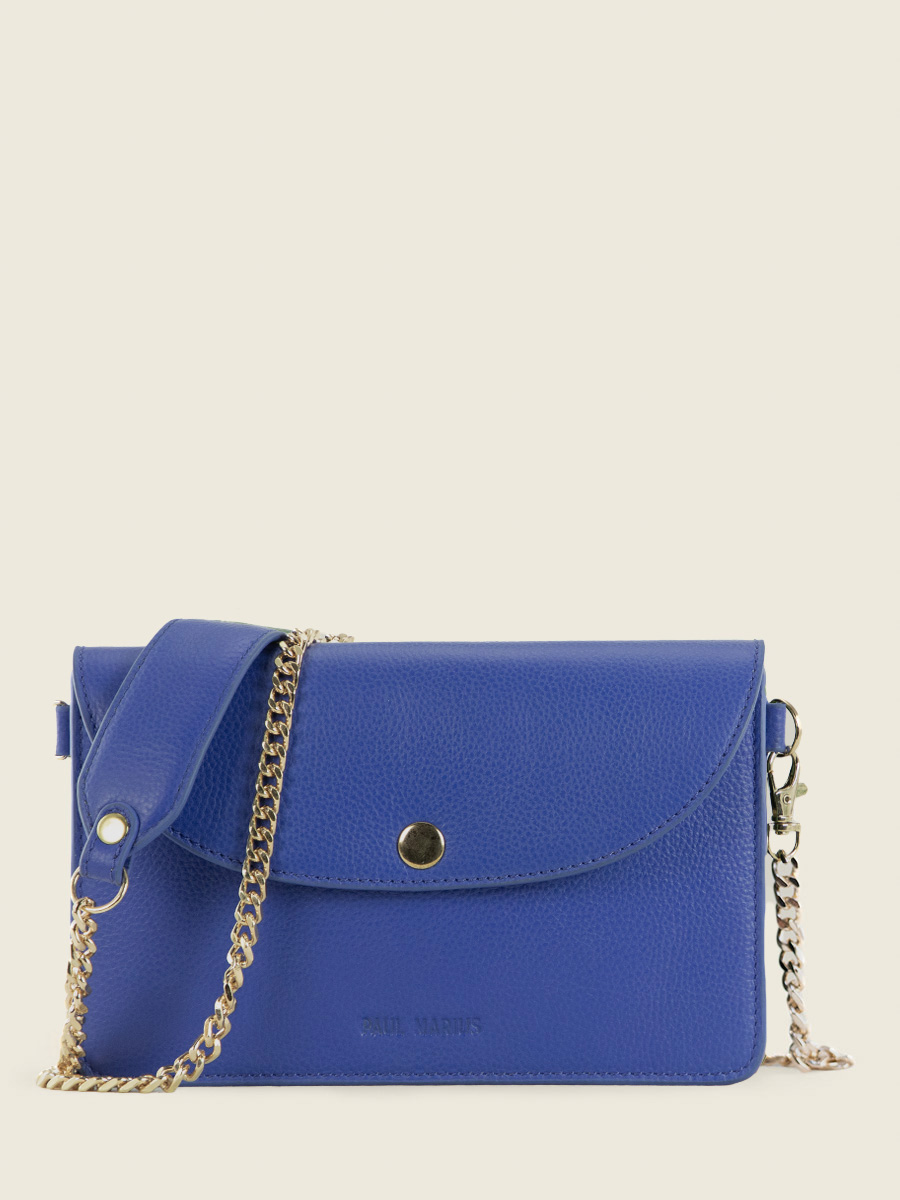 Blue Leather Clutch Bag for Women Bertille Azur Royal Blue PAUL MARIUS