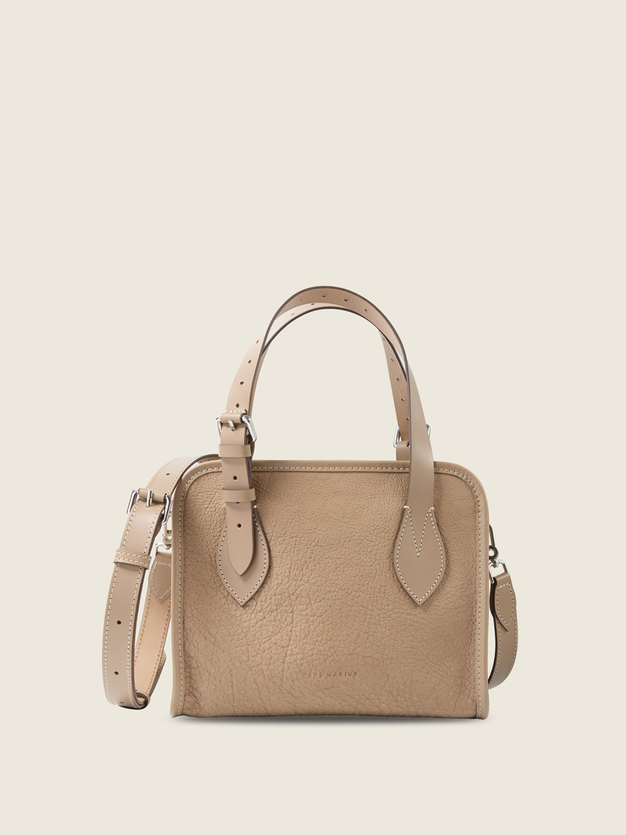 Taupe-leather-handbag-lecabas-s-women-front-view-w81s-bei