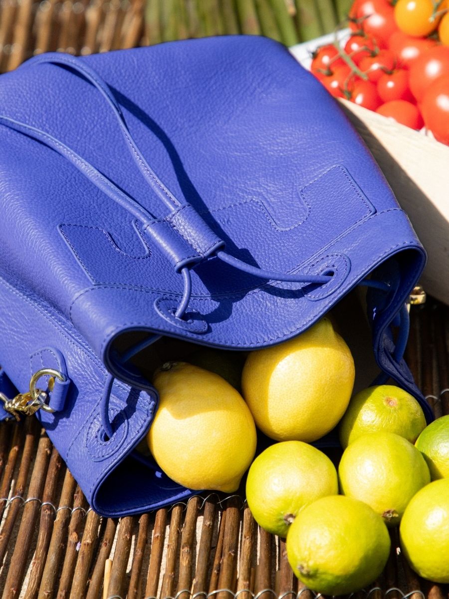 Navy leather bucket bag cheap
