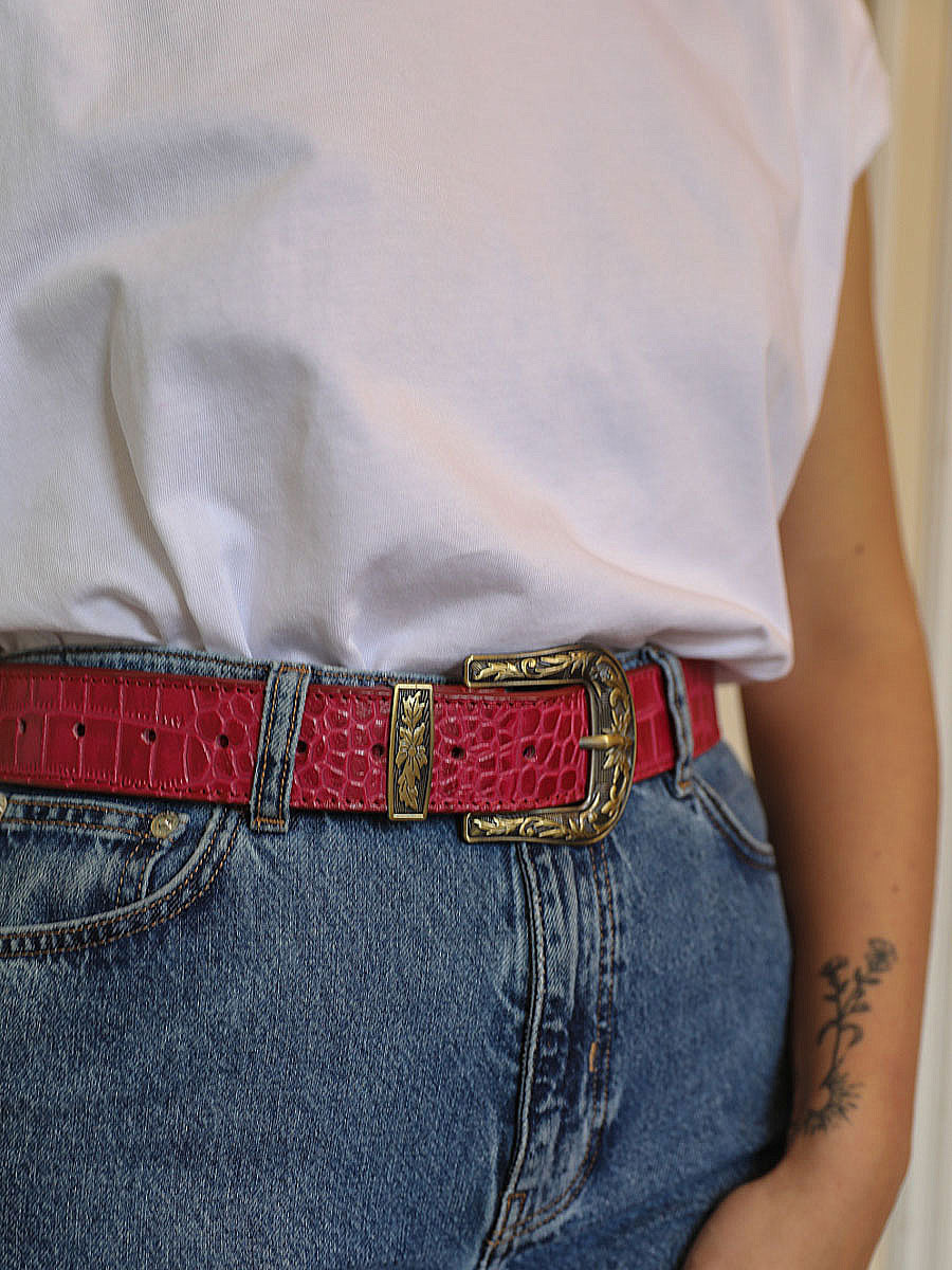 BKE Double Embossed Buckle Belt - Women's