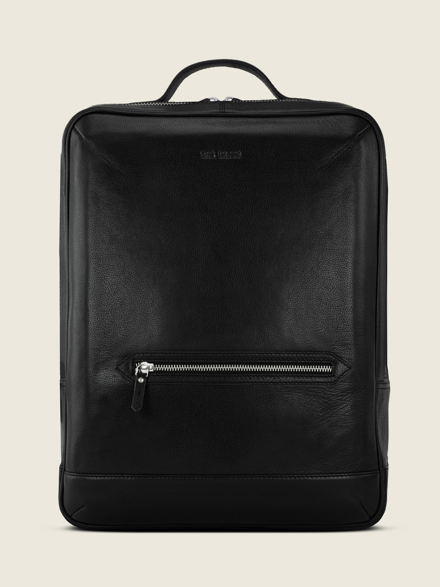 black-leather-bagpack-charles-black-paul-marius-front-view-picture-b11-b