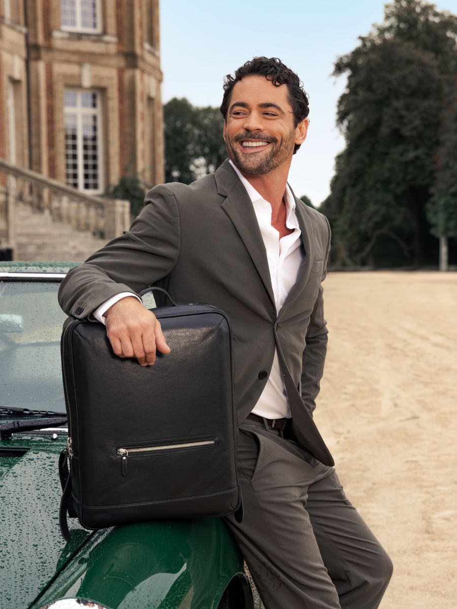 Black Leather Backpack Charles Noir PAUL MARIUS