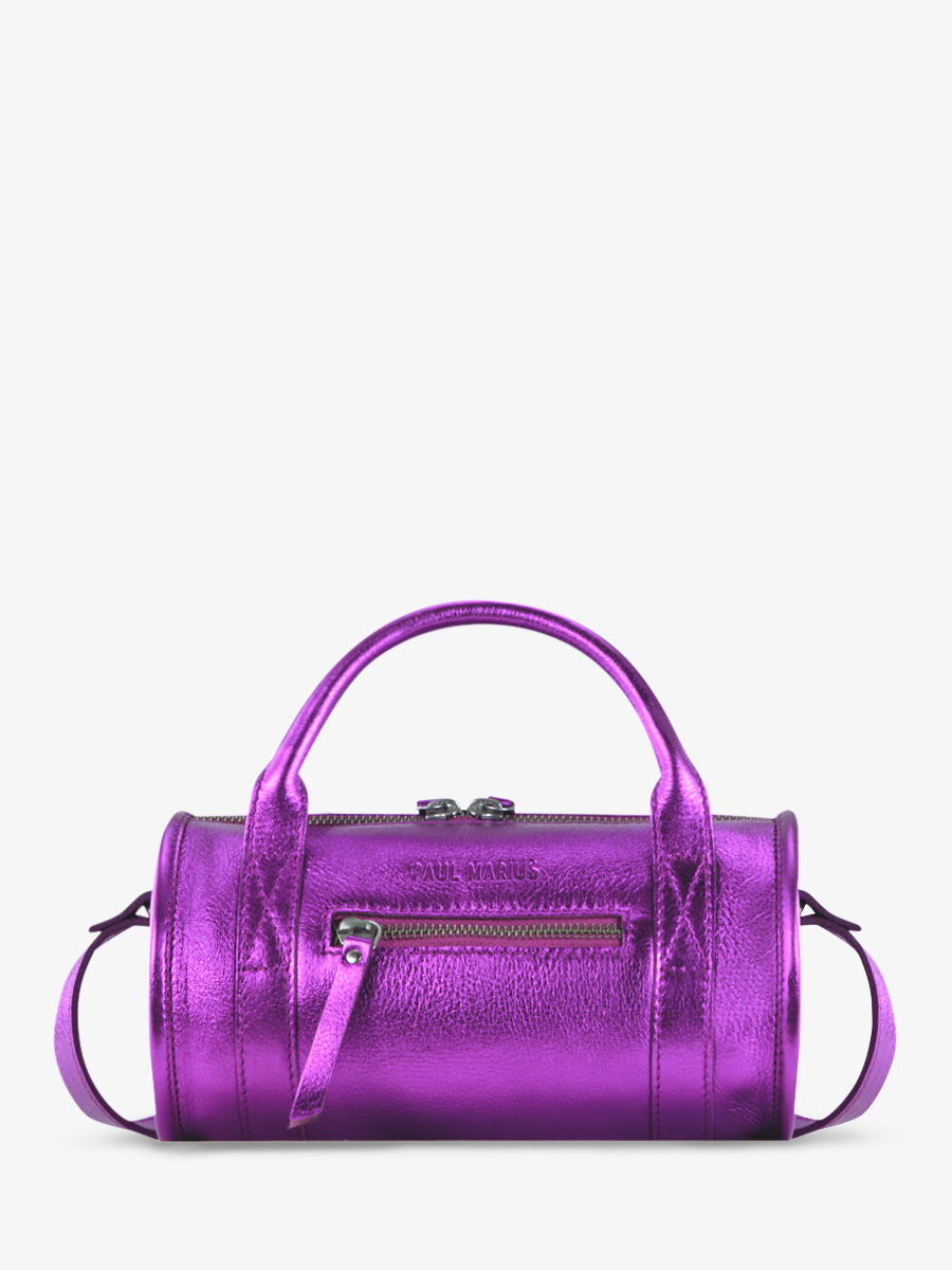 Purple Metallic Leather Bowling Bag Women Charlie Bonbon PAUL MARIUS