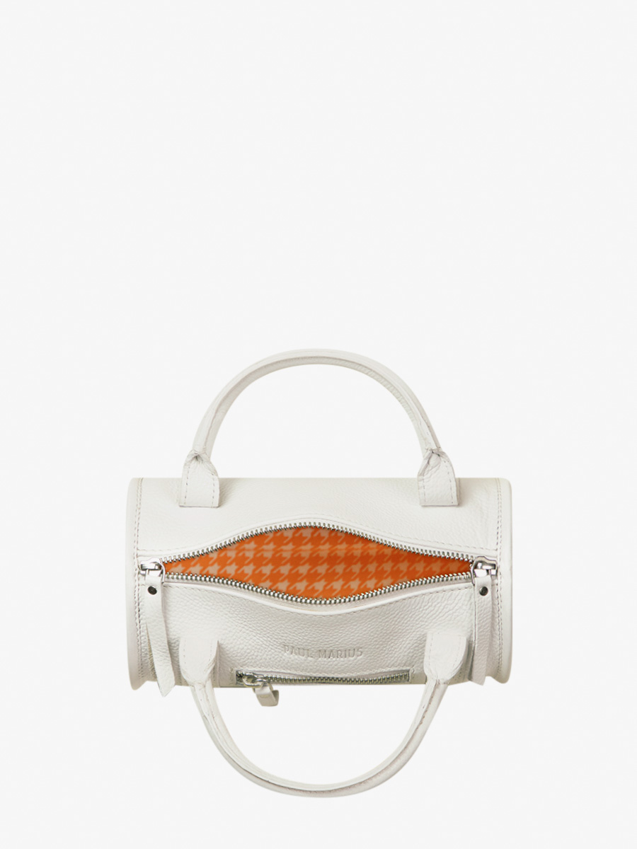 White Leather Bowling Bag Women Charlie Vedette PAUL MARIUS