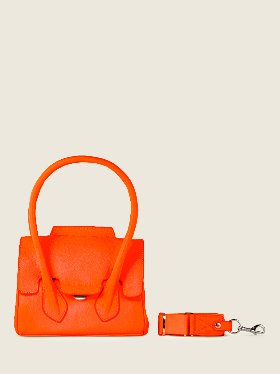 Orange Leather Mini Handbag for Women Colette XS Neon Orange PAUL MARIUS