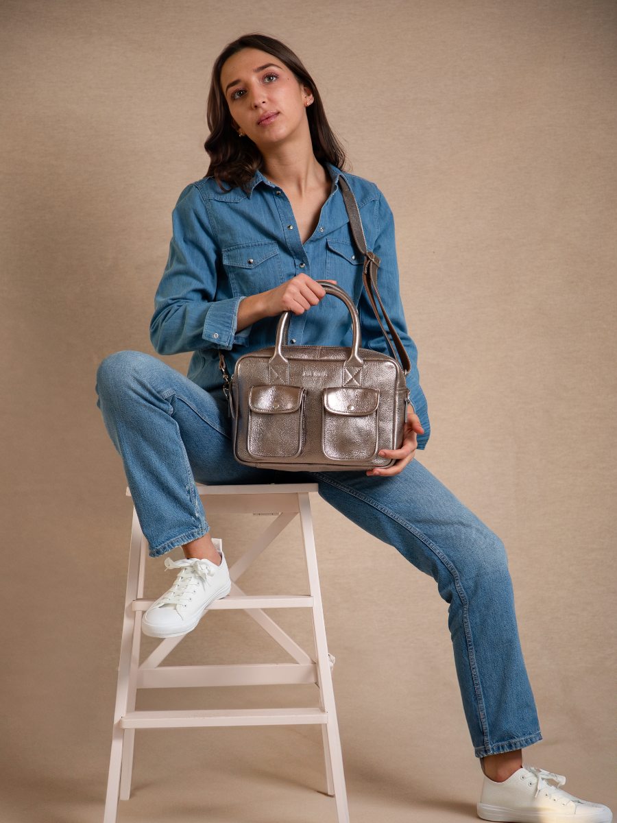 Silver Leather Handbag for Women LeDandy S Steel PAUL MARIUS