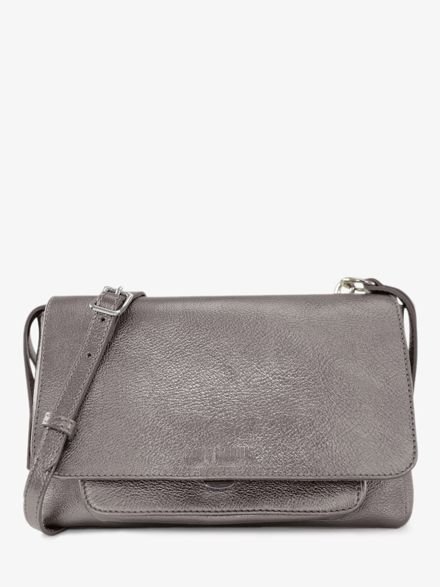 Silver Metallic Leather Cross-body Bag for Women - Diane S Steel