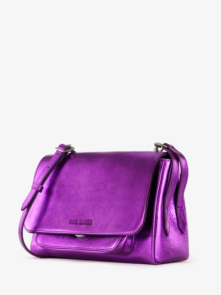 Purple Metallic Leather Cross Body for Women Diane S Bonbon PAUL MARIUS