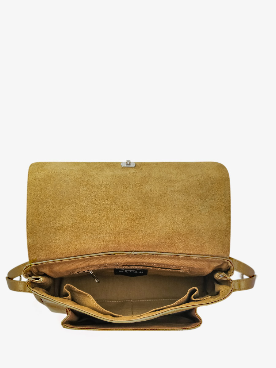 Gold Metallic Leather Mini Cross body Bag for Women Diane XS Bronze PAUL MARIUS