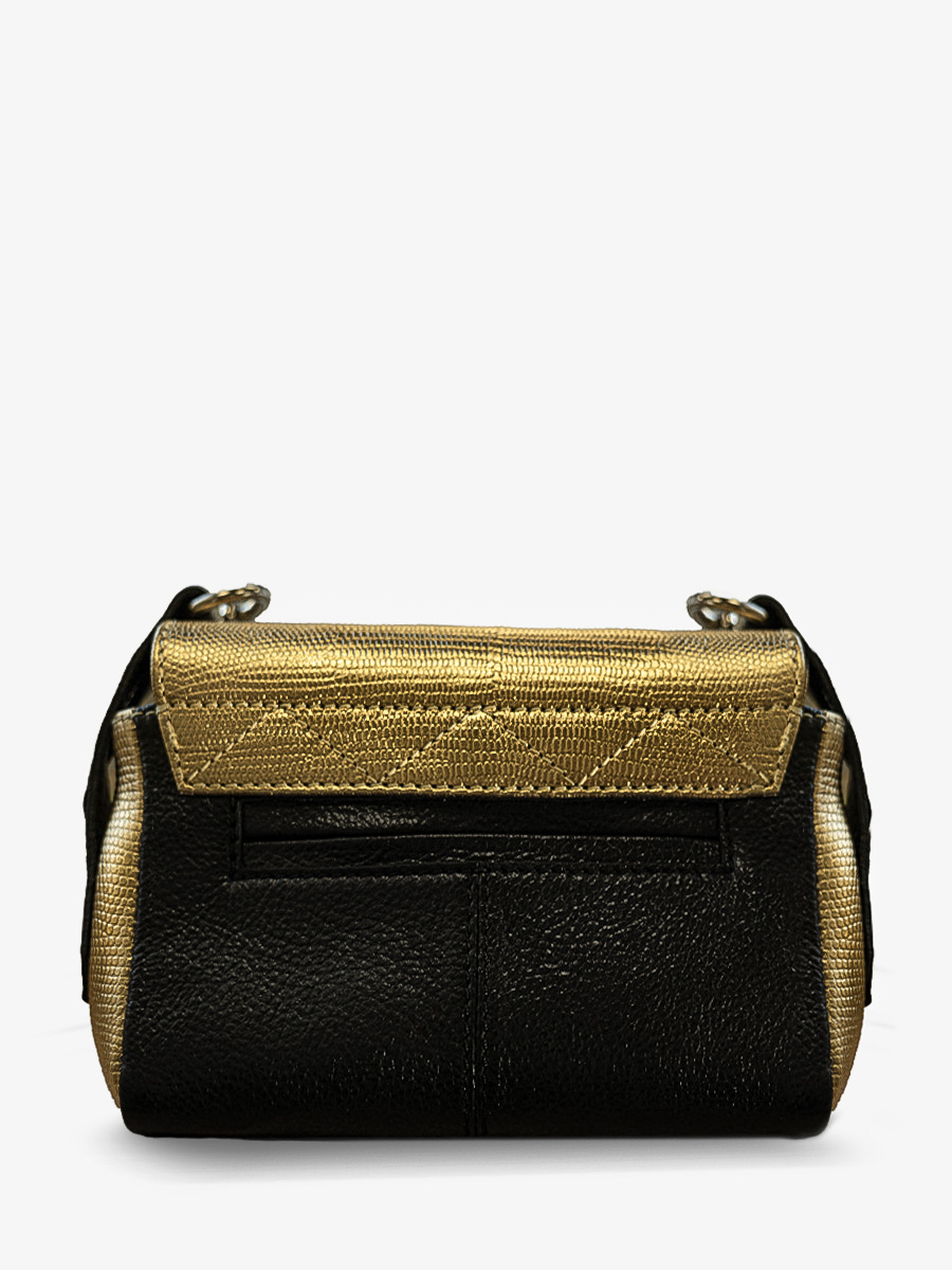Black Scalloped Crossbody Purse with Gold Chain