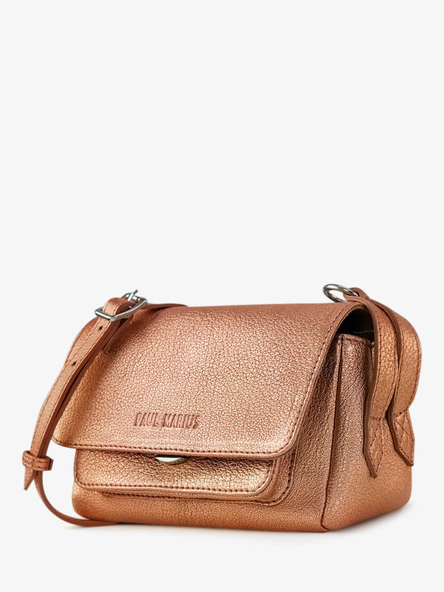 Rose Gold Metallic Leather Mini Cross body Bag for Women Diane XS Rose Gold PAUL MARIUS