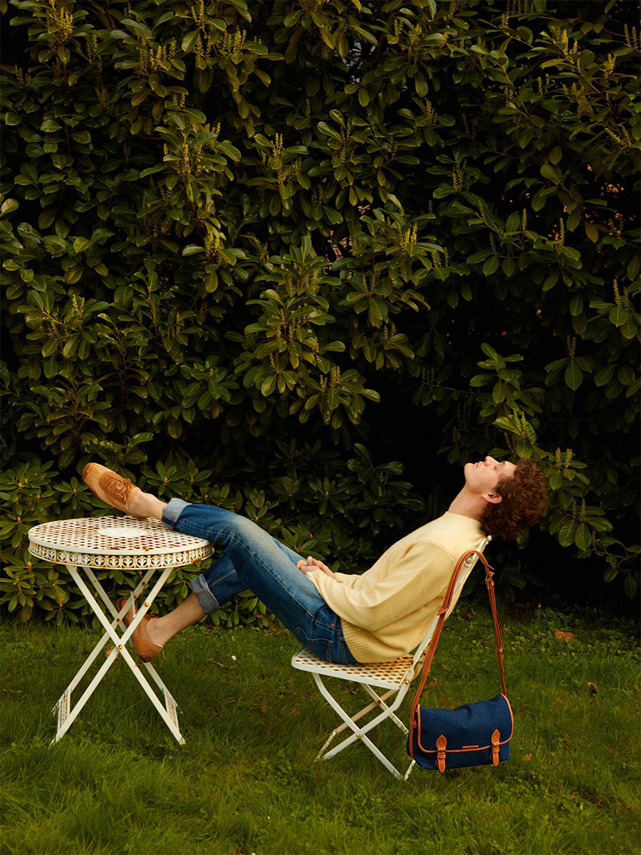 Blue jean & leather crossbody bag Loulou Escapade  - Denim brut side view