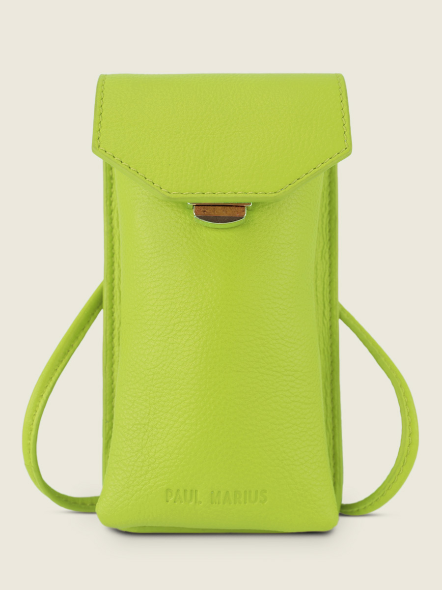 green-leather-phone-bag-eva-sorbet-apple-paul-marius-front-view-picture-m71-sb-lgr