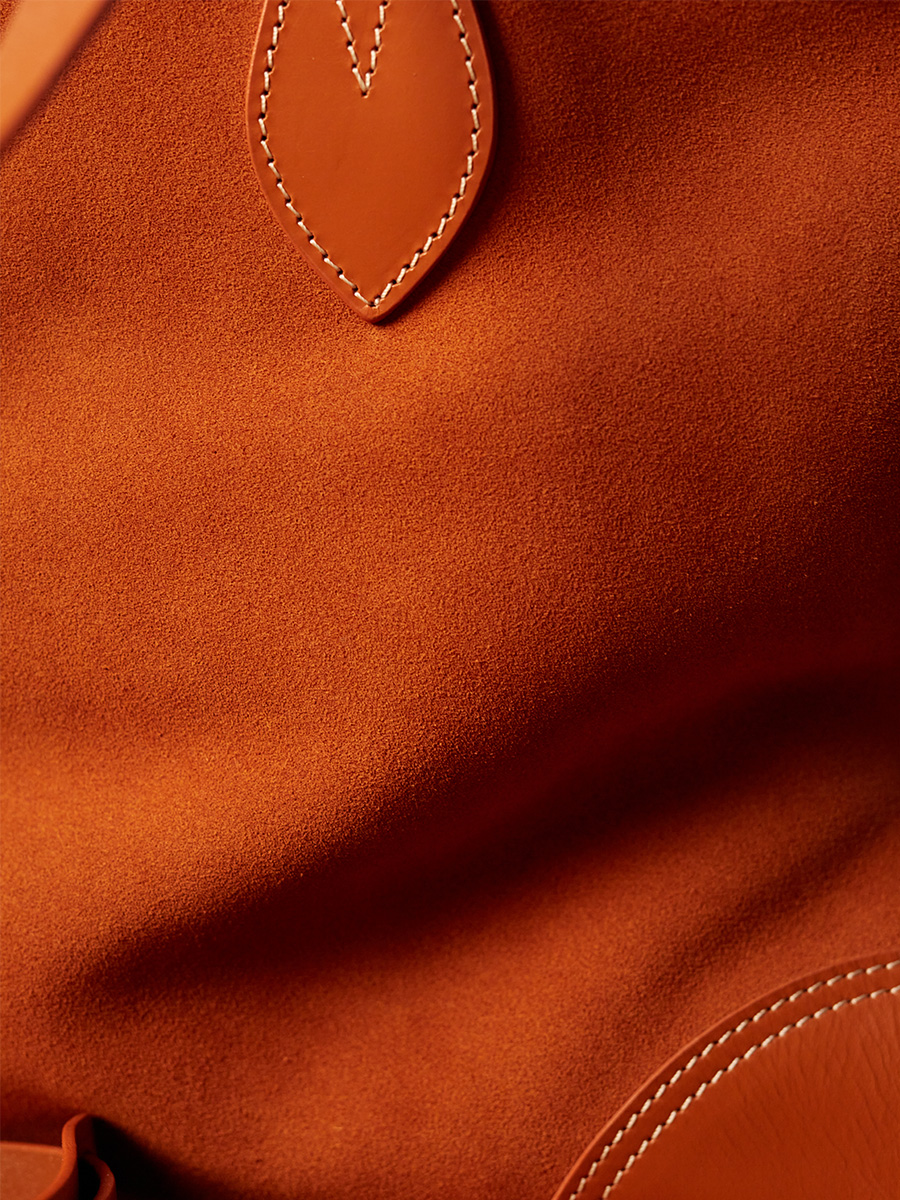 Suede tote bag LeCabas  - Brick  focus material photo