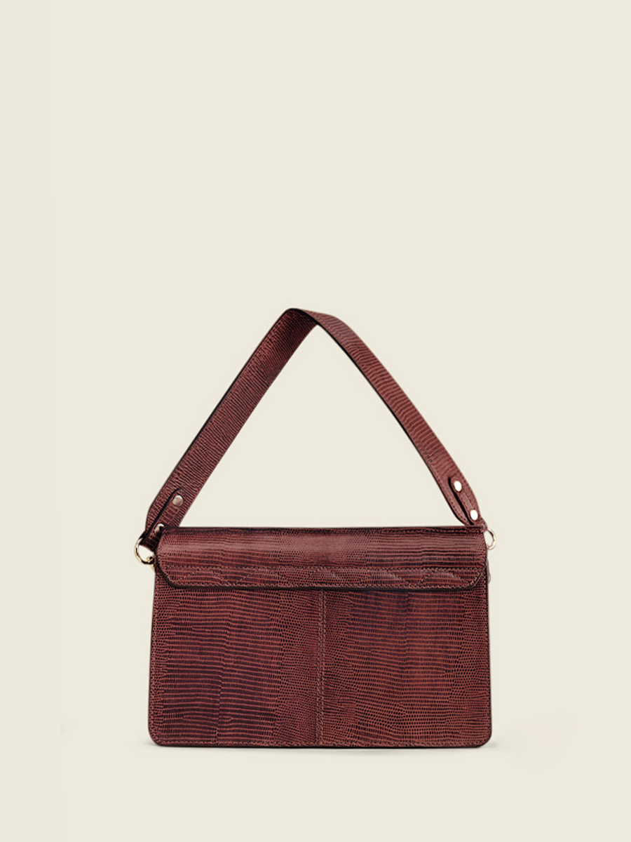 Red Leather Baguette Bag for Women Gabrielle 1960 Garnet PAUL MARIUS