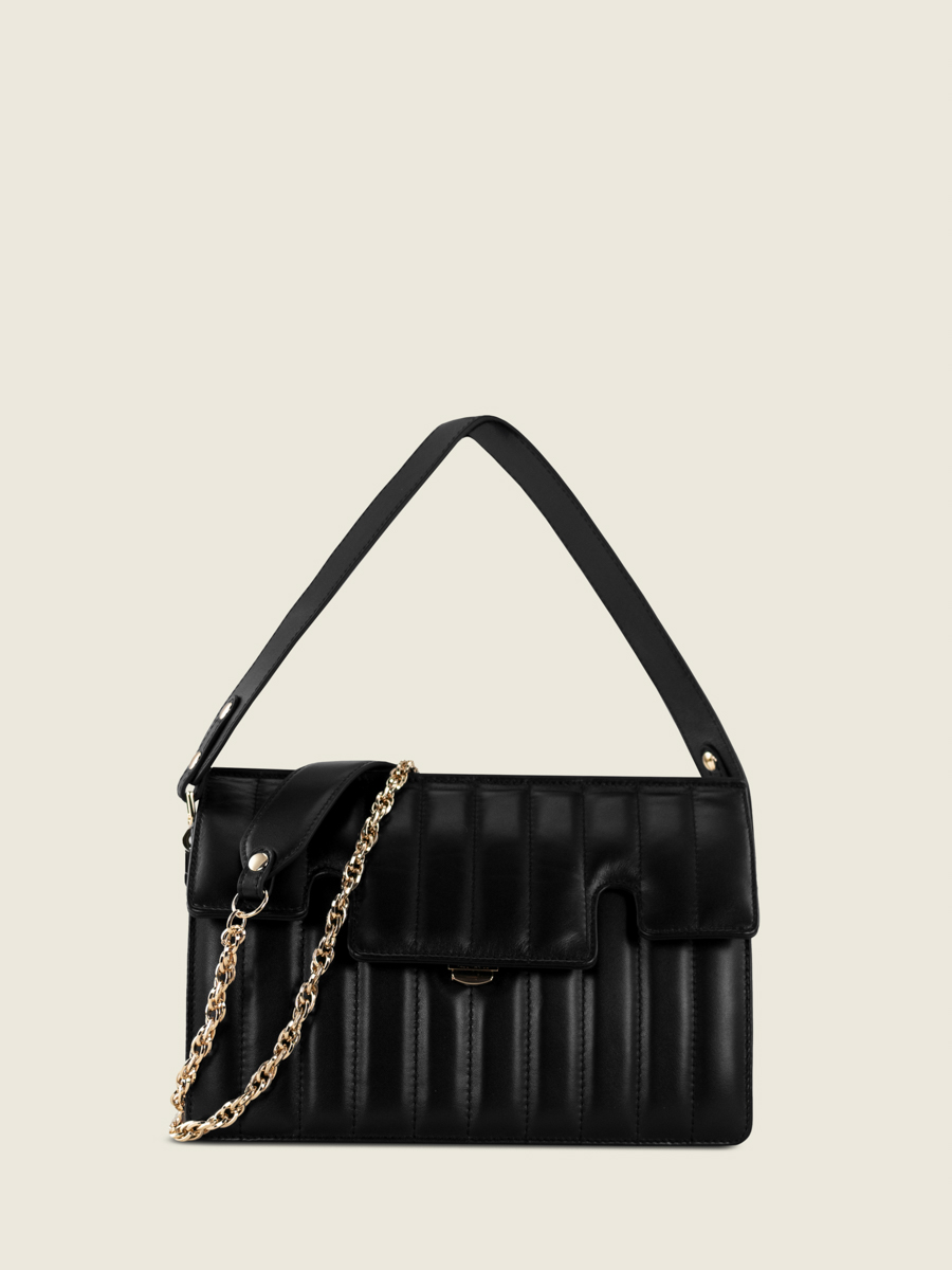 quilted-baguette-bag-leather-gabrielle-sellerie-black-front-view-w42-mat-s-b
