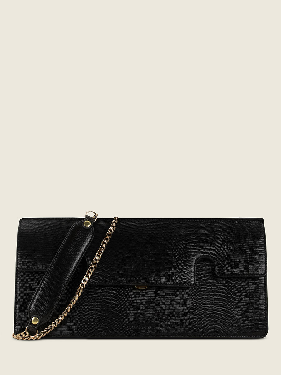 jet-black-leather-baguette-bag-gabrielle-ultra-long-1960-paul-marius-front-view-picture-w42l-l-b