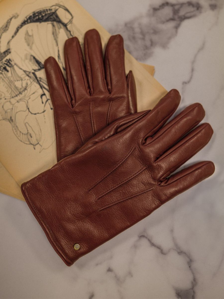 Dark brown store leather gloves