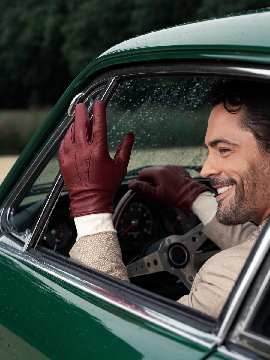 Luxury leather gloves mens cheap