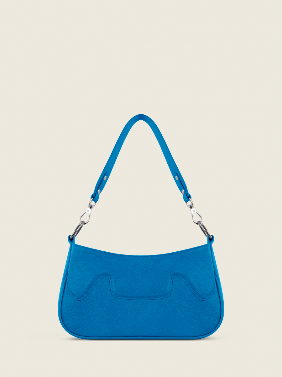 Blue Leather Half Moon Bag for Women Garance Neon Blue PAUL MARIUS
