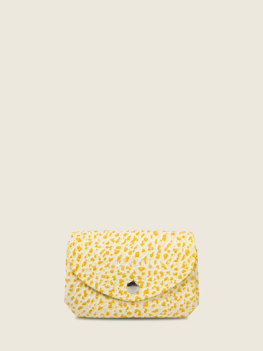 Small yellow leather purse LeGustave - Citronnade front view