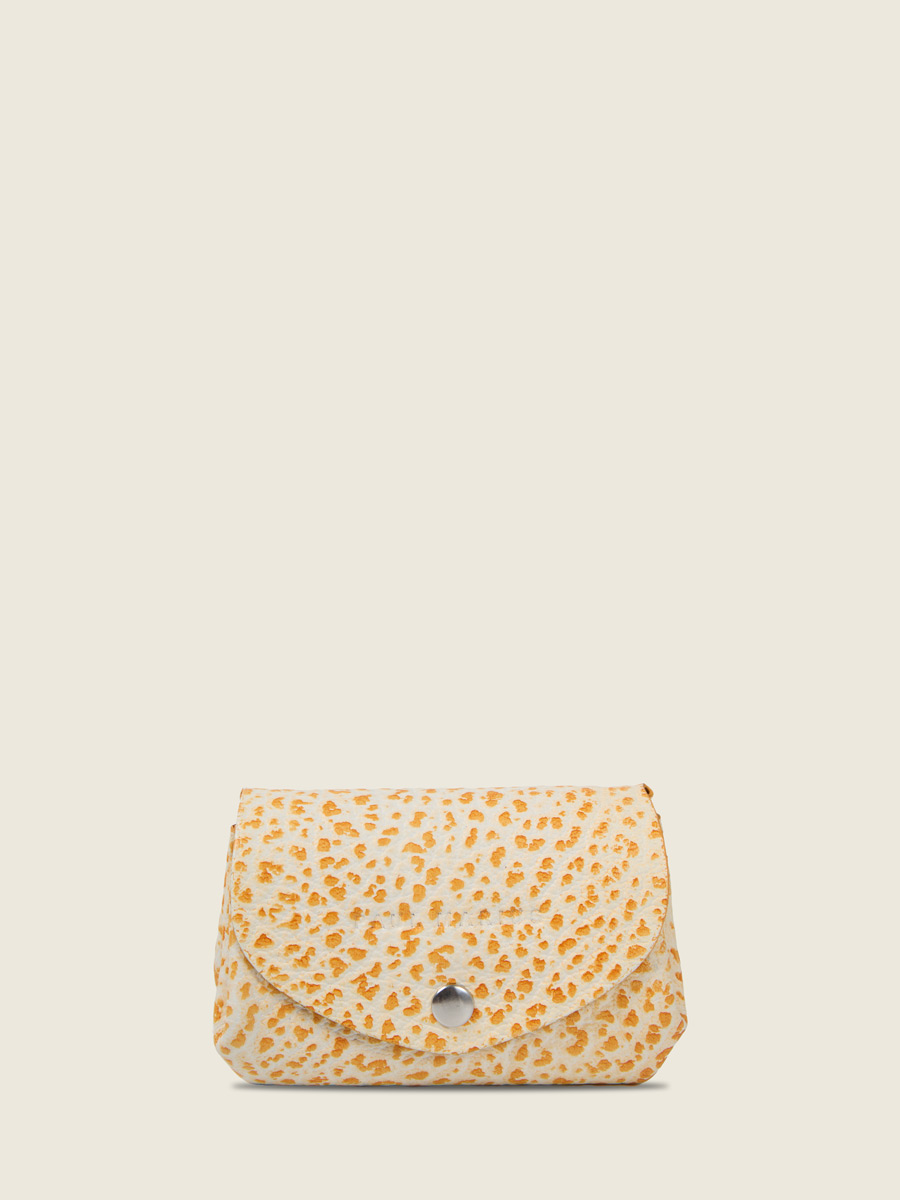 Small orange leather purse LeGustave - Orangeade front view