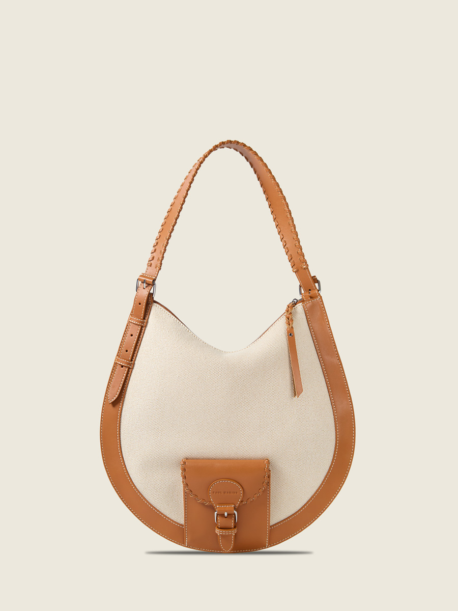 Beige canvas hobo bag LeHobo Escapade - Beige Canvas front view