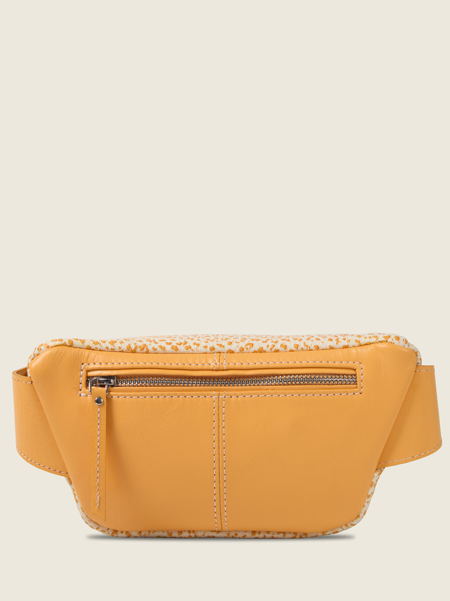 Orange leather fanny pack LaBanane S - Orangeade side view
