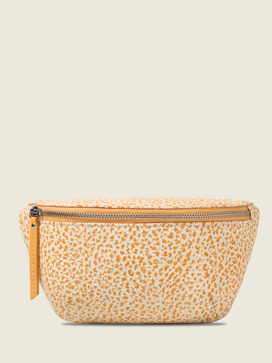 Orange leather fanny pack LaBanane S - Orangeade front view