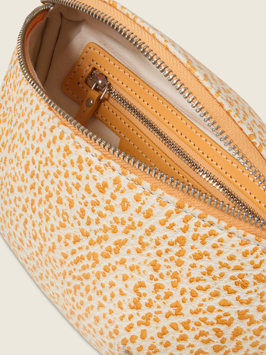 Orange leather fanny pack LaBanane S - Orangeade inside view