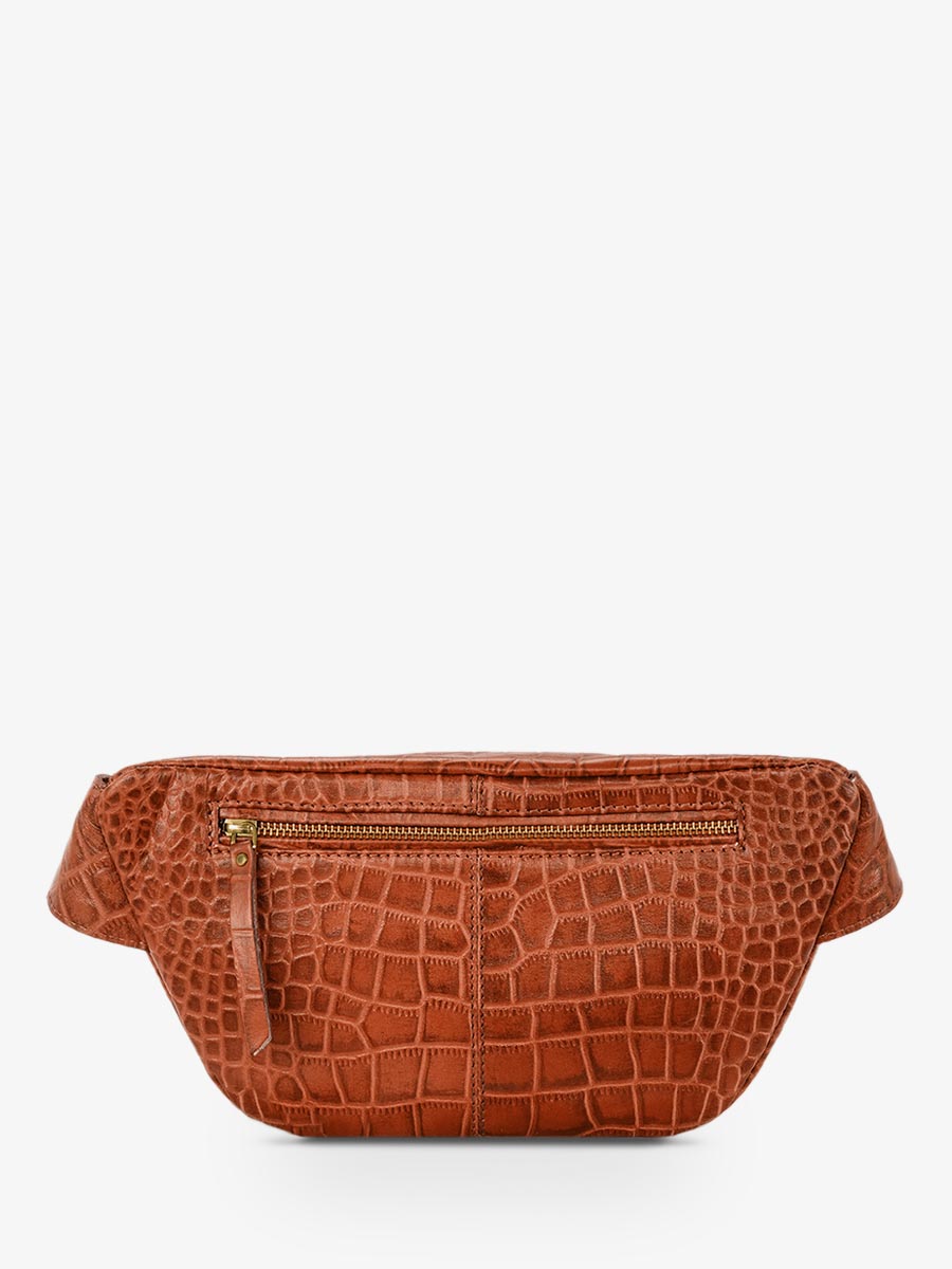 leather fanny pack for woman brown LaBanane Alligator Amber