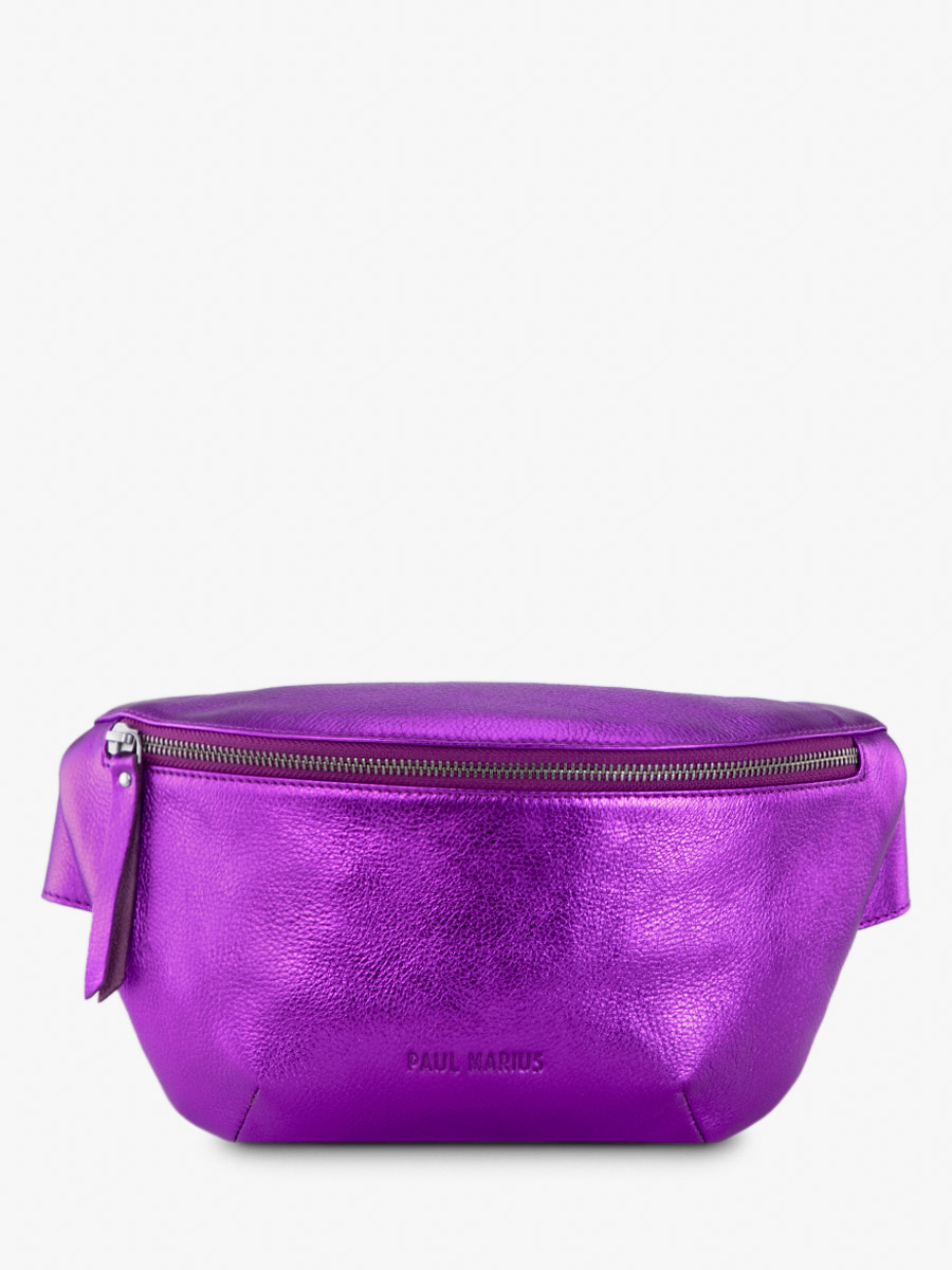 purple-metallic-leather-fanny-pack-front-view-picture-labanane-bonbon-paul-marius-m503-m-p